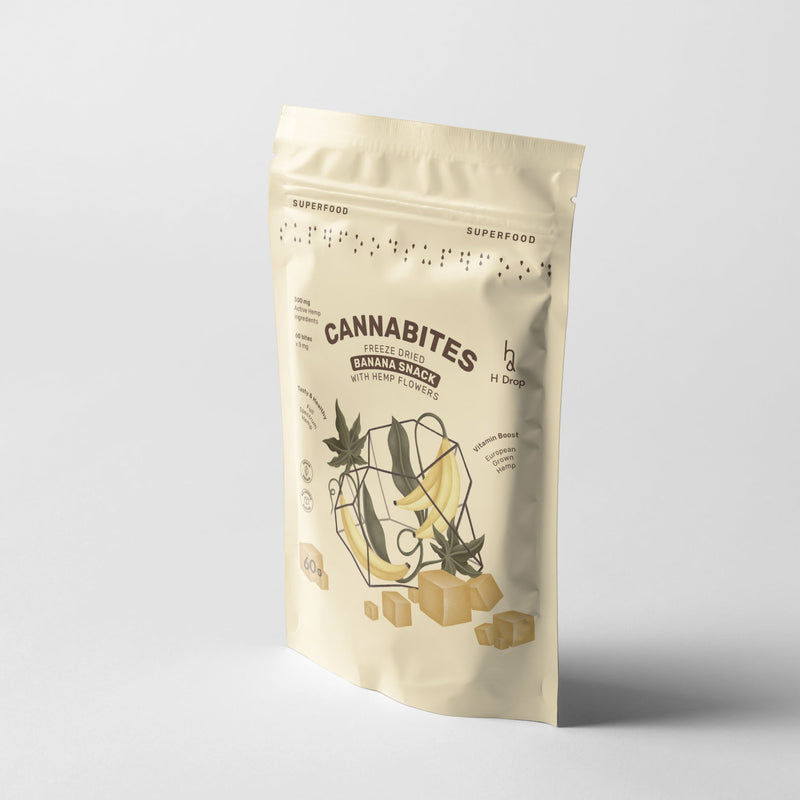 Cannabites - Frystorkad banansnack med hampablommor (60pc, 300mg)